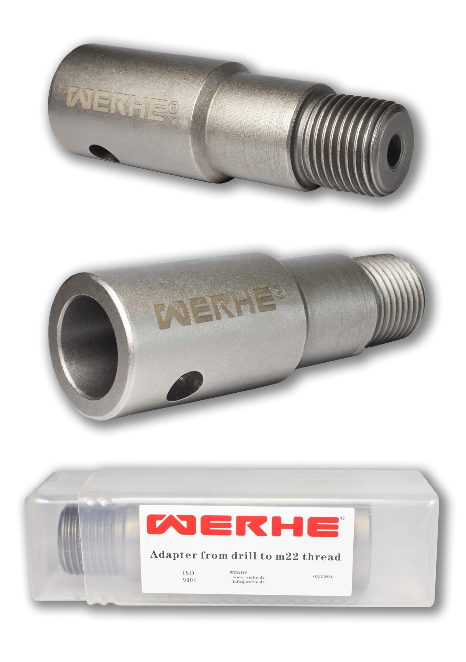WERHE Adapter erdbohrer auf m22 - Für erdbohrmaschine zum Bohren mit der BetonLochsäge - Adapter für Benzin oder elektrisch erdbohrer für Kernbohrer mit Pleuelbohrern für Zementsteinmauer