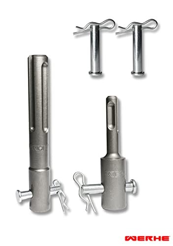WERHE Profi Erdbohrer Adapter Set passend für SDS Plus Bohrhammer Pfahlbohrer und auch für SDS Max Akkubohrmaschine Mit 2tlg. Bolzen aus hochwertigem Federstahl - Image 6