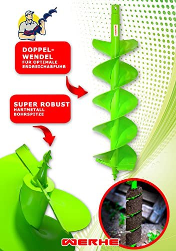 WERHE® Profi Bohrer Starker Stahl, Erdbohrer für bohrmaschine 250 mm Doppel-Welle extrem robust mit SDS Max Adapter - Pfahlbohrer Brunnenbohrer präzise Bohrspitze. - Image 7
